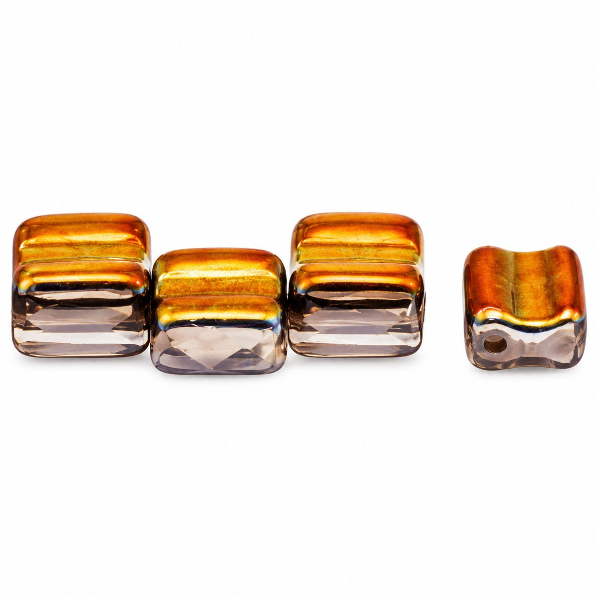 Silky 2-Hole Square Beads, 99998 Volcano (99998-28001), Glass, Czech Republic