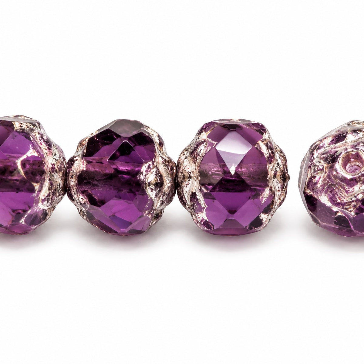Faceted Fire Polished Beads Special Cut, 20510 Antique Silver Patina (20510-81002), Glass, Czech Republic