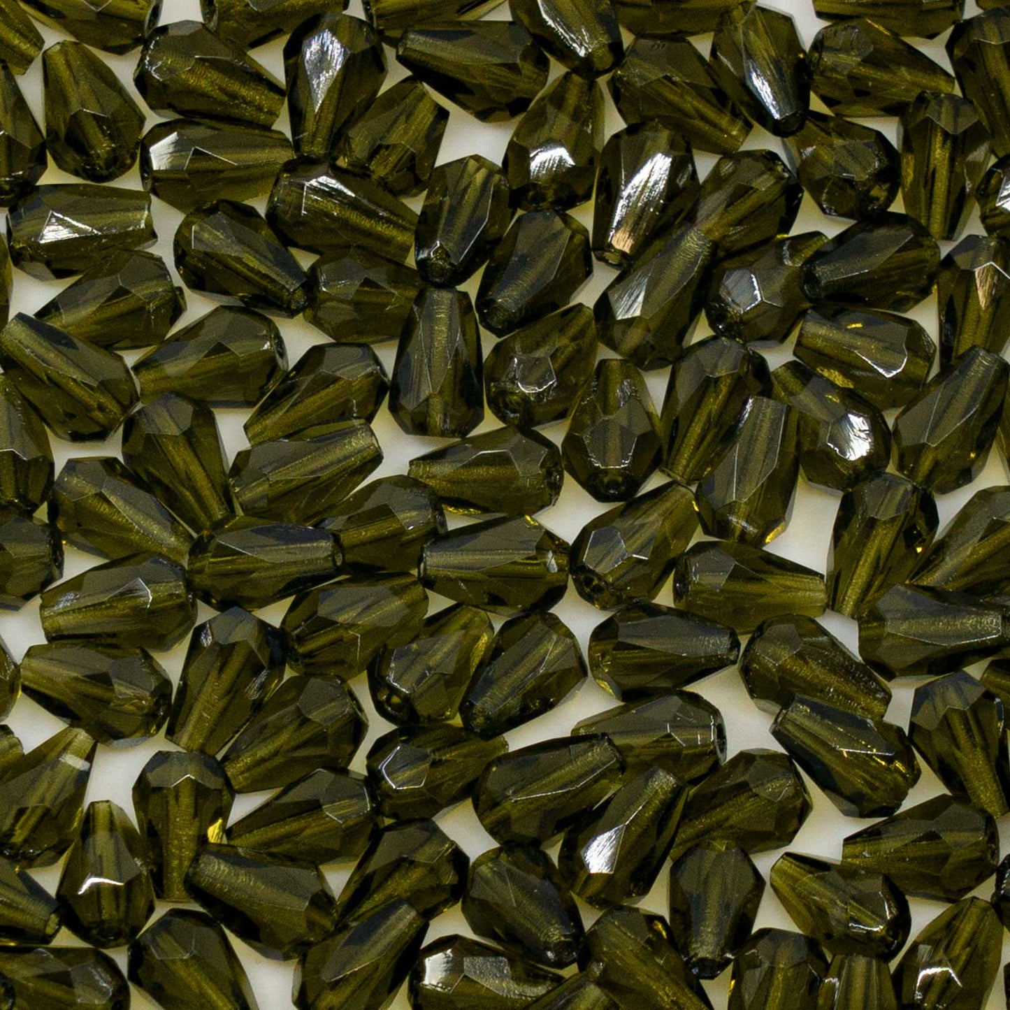 OUTLET 250g Pear Teardrop Beads Faceted Fire Polished, 7 x 5 mm, Transparent Green (00030-81800), Glass, Czech Republic