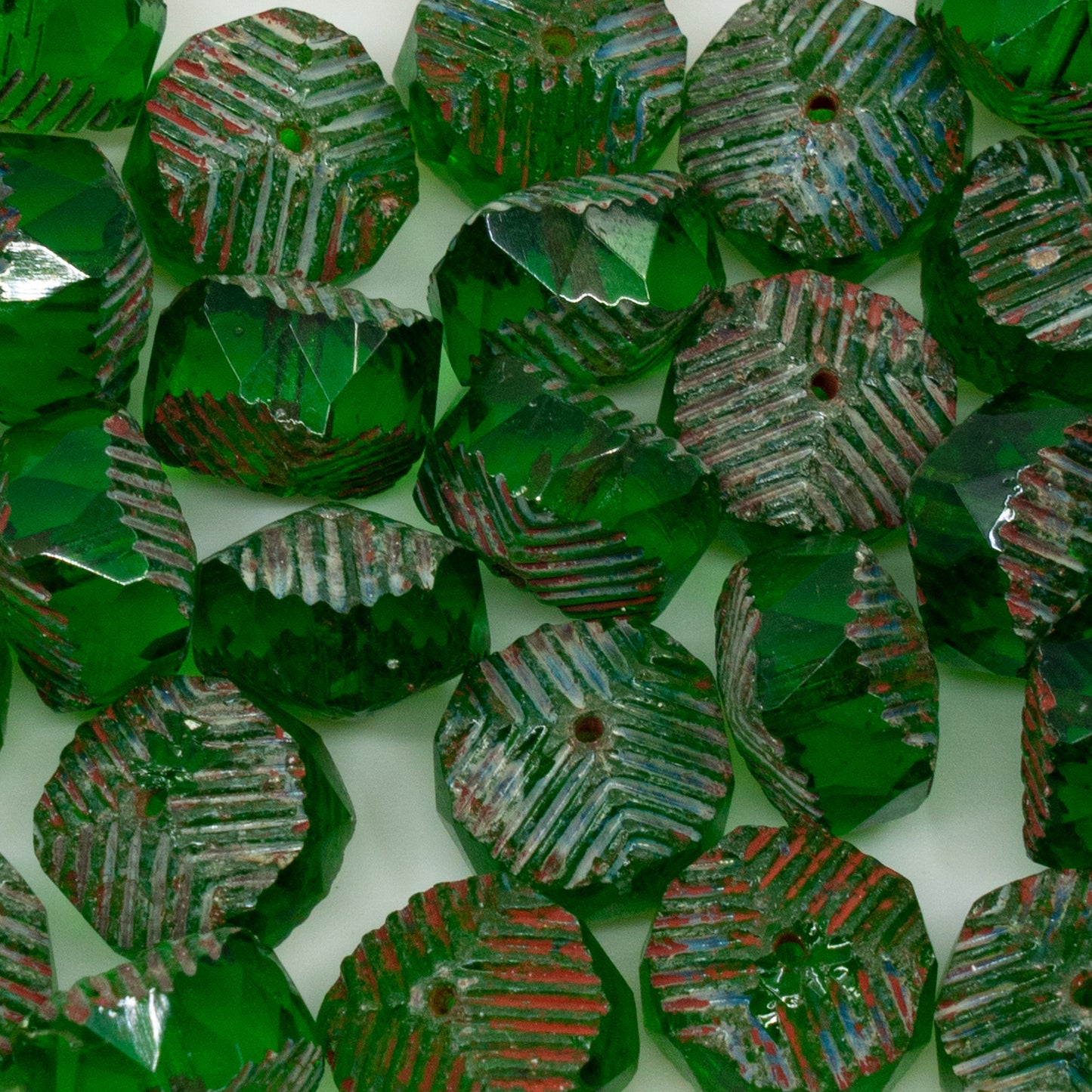 アウトレット 10グラム ファセット加工スペシャルロンデルビーズ ファイアポリッシュ 10 x 14 mm 50600 ステインストロング (50600-86805) ガラス チェコ共和国