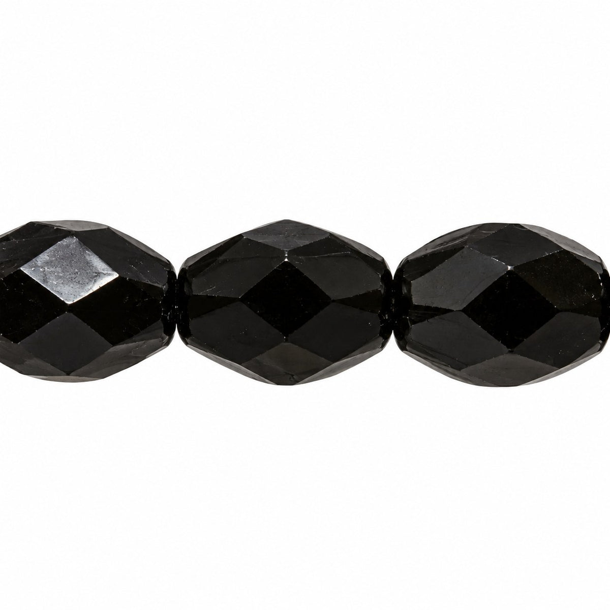 Oval Faceted Beads, Black Matte (23980-84110), Glass, Czech Republic