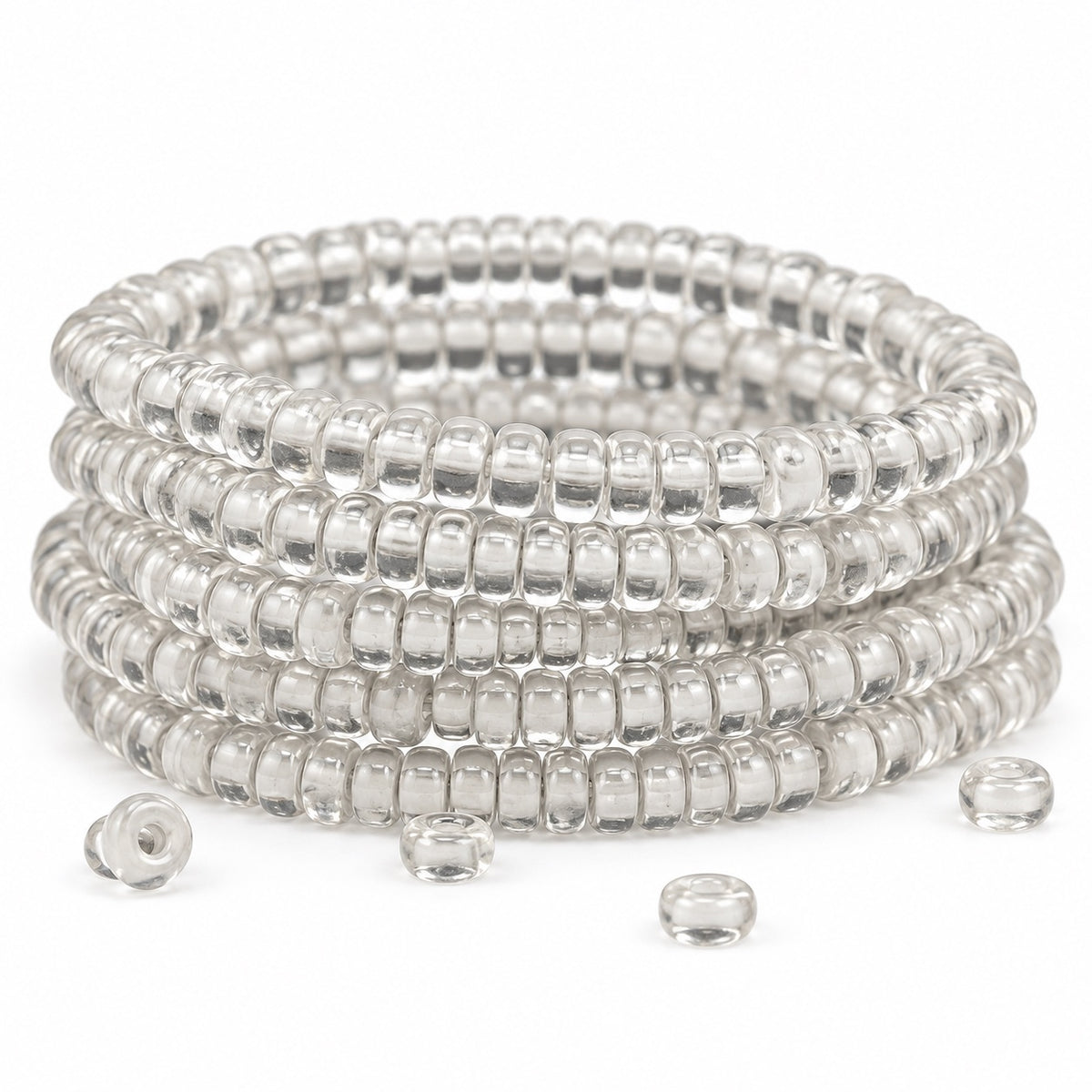 Flat Round Wheel Beads, Crystal (00030), Glass, Czech Republic