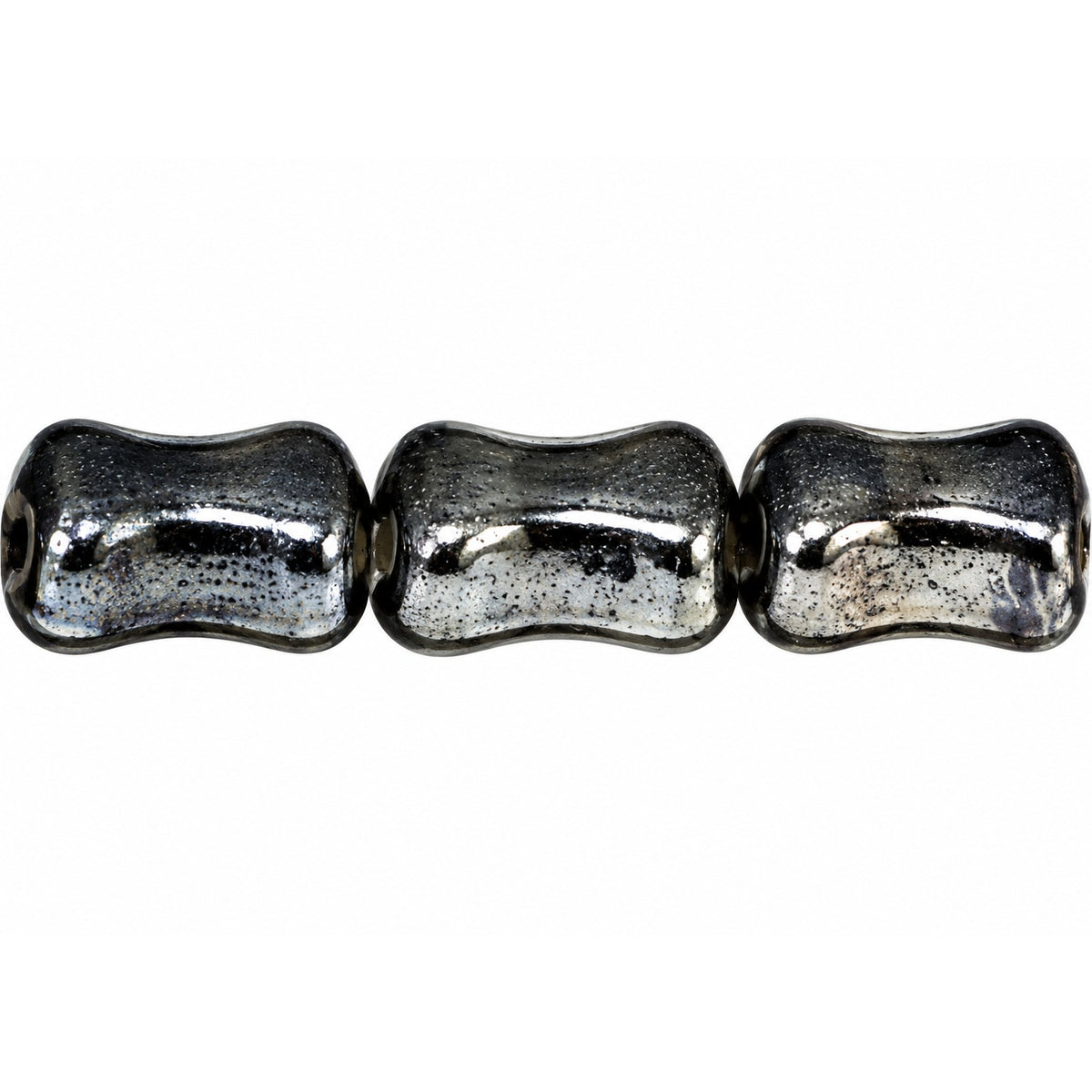 Shaped Pressed Beads, Black Hematite (23980-14400), Glass, Czech Republic