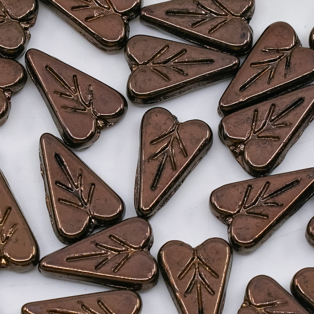 OUTLET 250g/50g Heart Leaf Bead, 16 x 11 mm, Black Bronze (23980-14415), Glass, Czech Republic