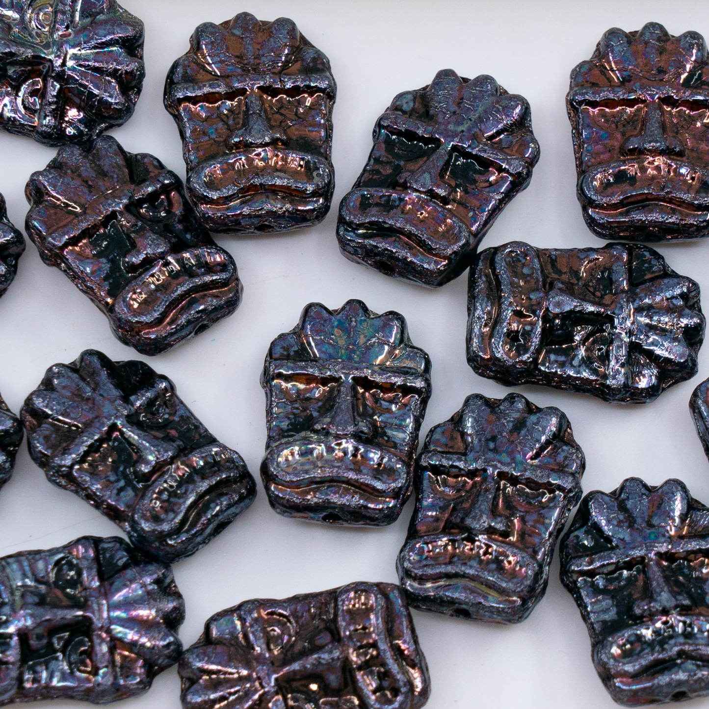 OUTLET 250g/50g Tiki Mask Beads, 17 x 12 mm, Black Nebula (23980-15001), Glass, Czech Republic