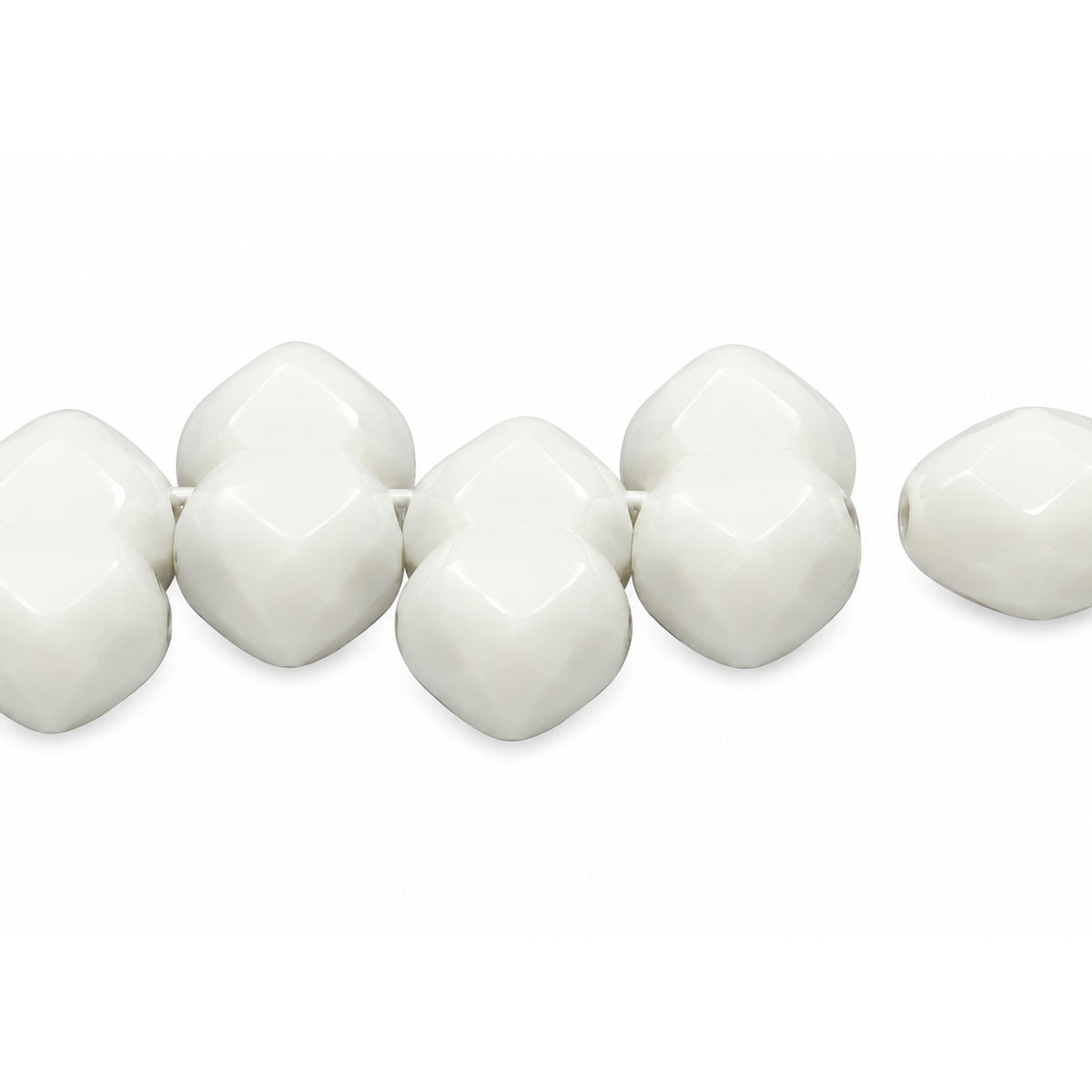 3-Hole Pressed Beads, Chalk White (3000), Glass, Czech Republic