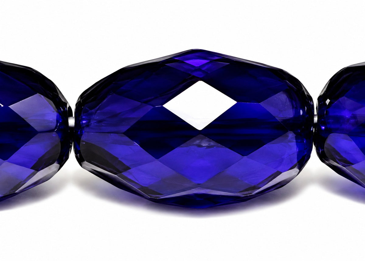 Oval Faceted Beads, Transparent Blue (30090), Glass, Czech Republic