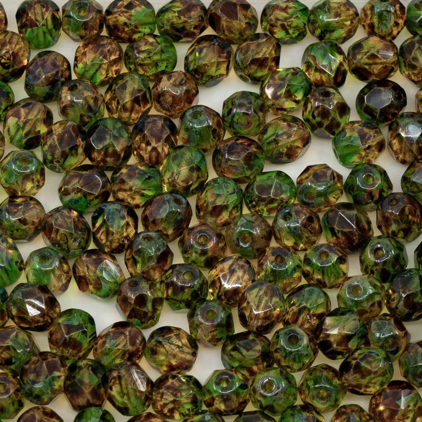 OUTLET 250g Faceted Fire Polished Round Beads, 6 x 6 mm, 50051 Travertin (50051-86800), Glass, Czech Republic