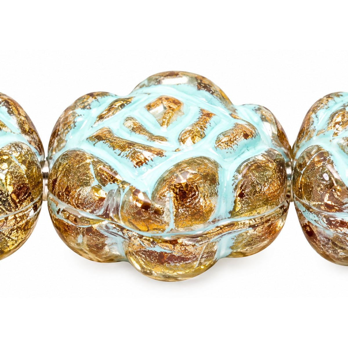 Flat Rose Flower Beads, Crystal Stain Strong Light Blue Lined (00030-86805-54308), Glass, Czech Republic