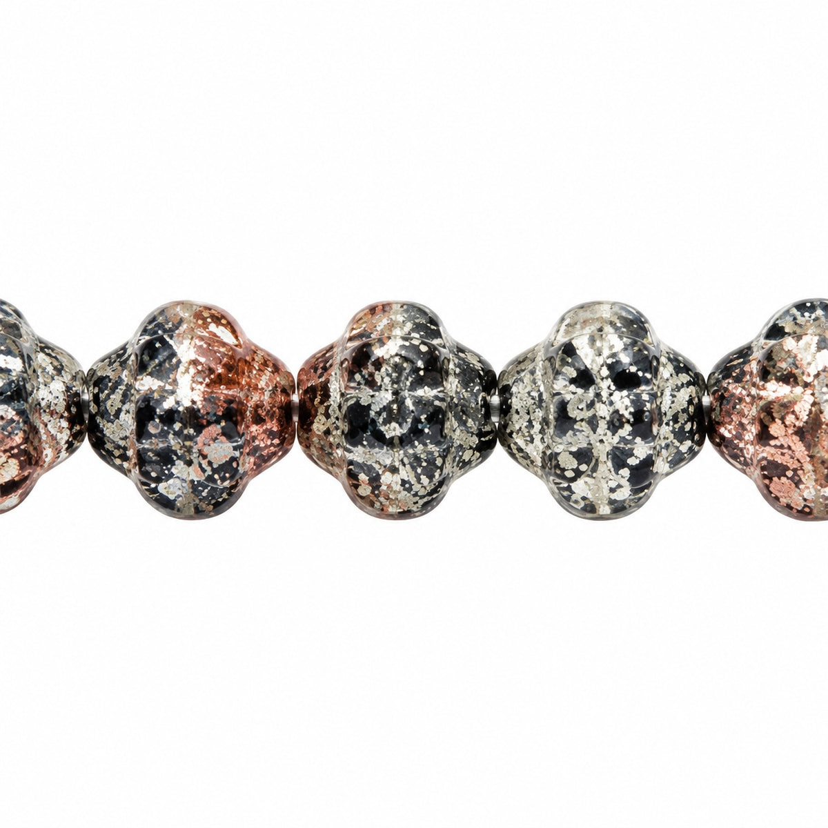 Spinner Beads, X2926 Terracotta Silver (x2926-15481), Glass, Czech Republic