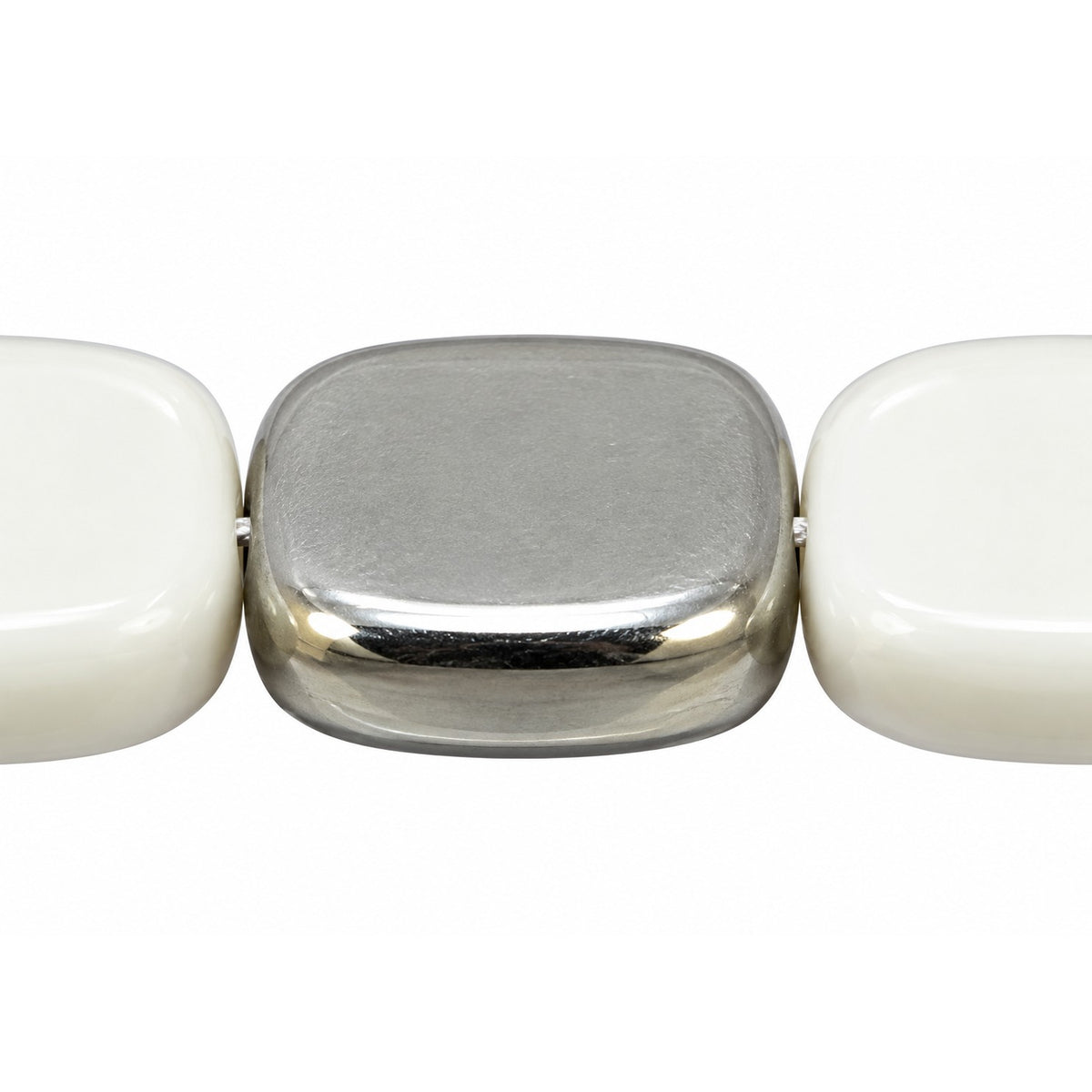Shaped Pressed Beads, Chalk White Chrom (03000-27401), Glass, Czech Republic