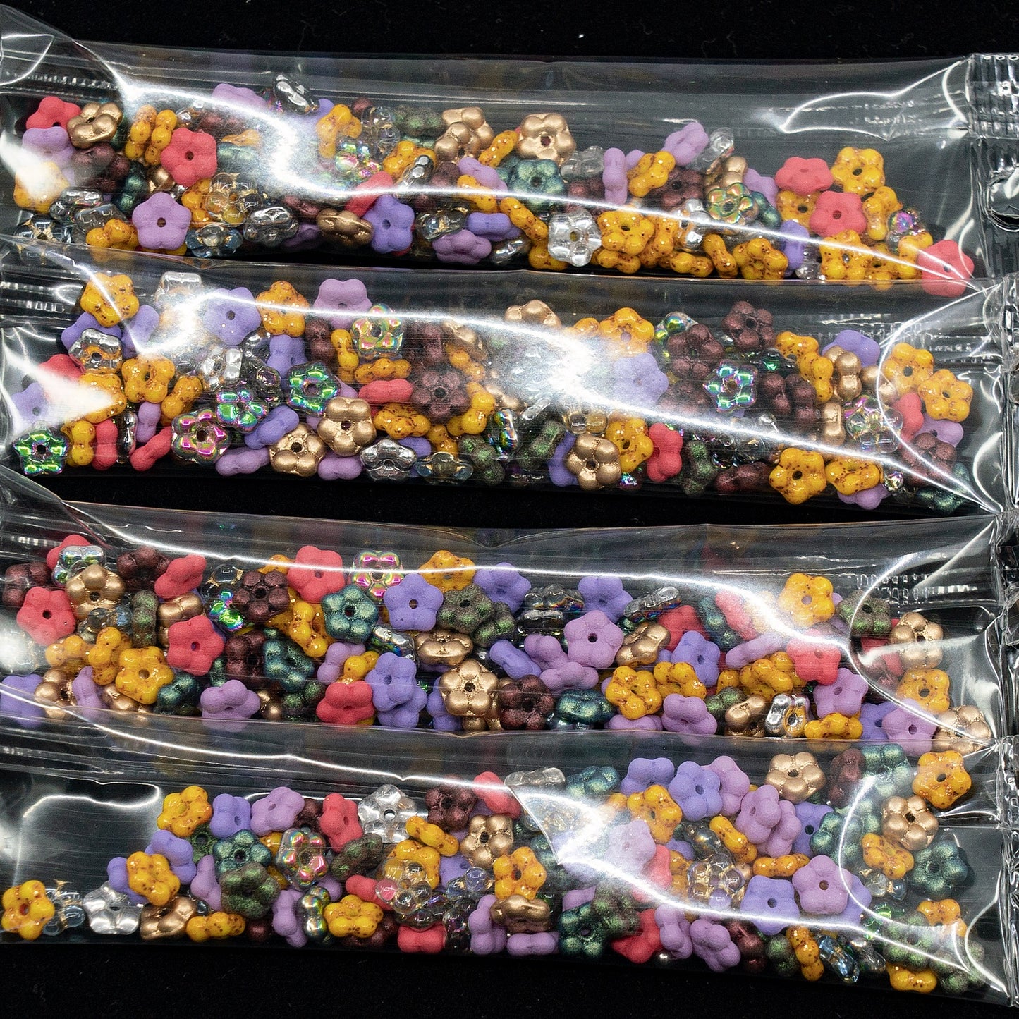 OUTLET 10 grams Forget Me Not Beads, 5 x 5 mm, Mixed Colors (mix), Glass, Czech Republic