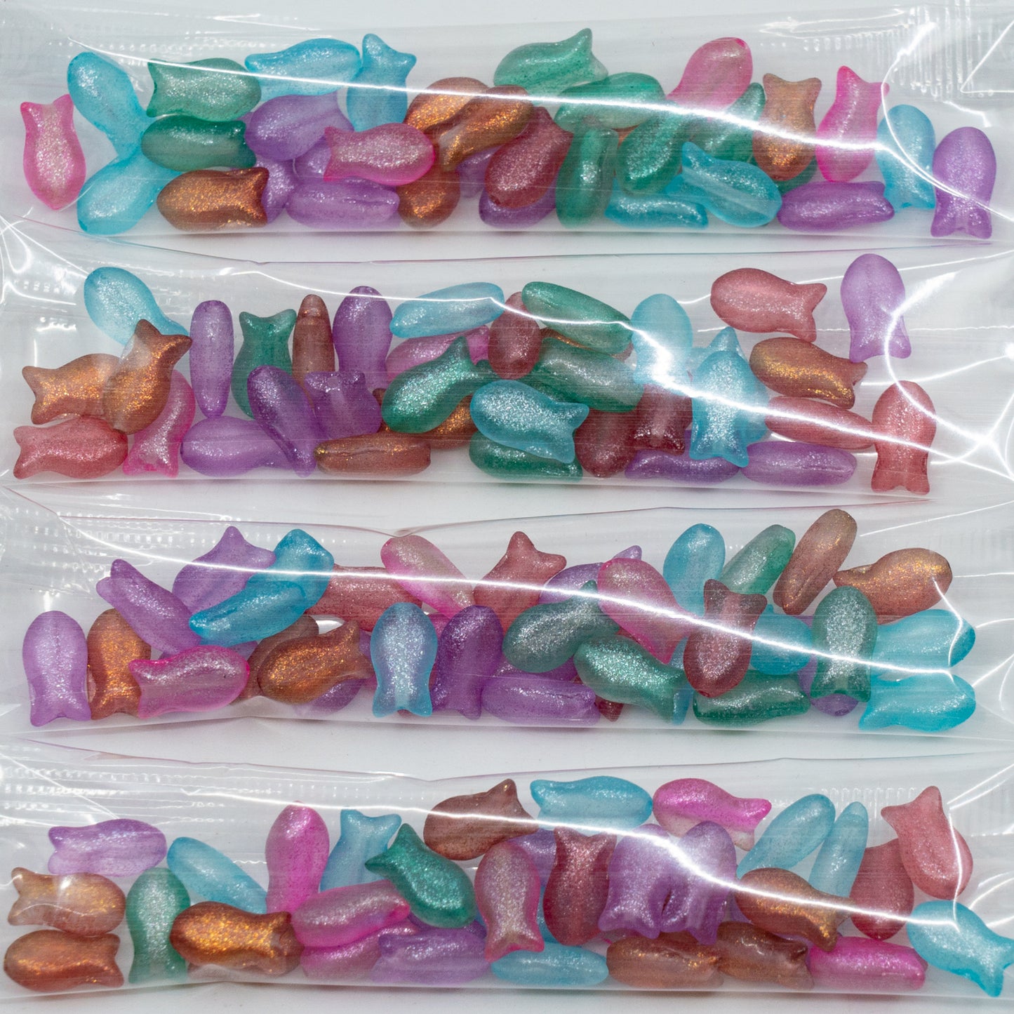 奥特莱斯 10 克简约鱼形珠子,10 x 6 毫米,水晶混色(00030-mix),玻璃,捷克共和国