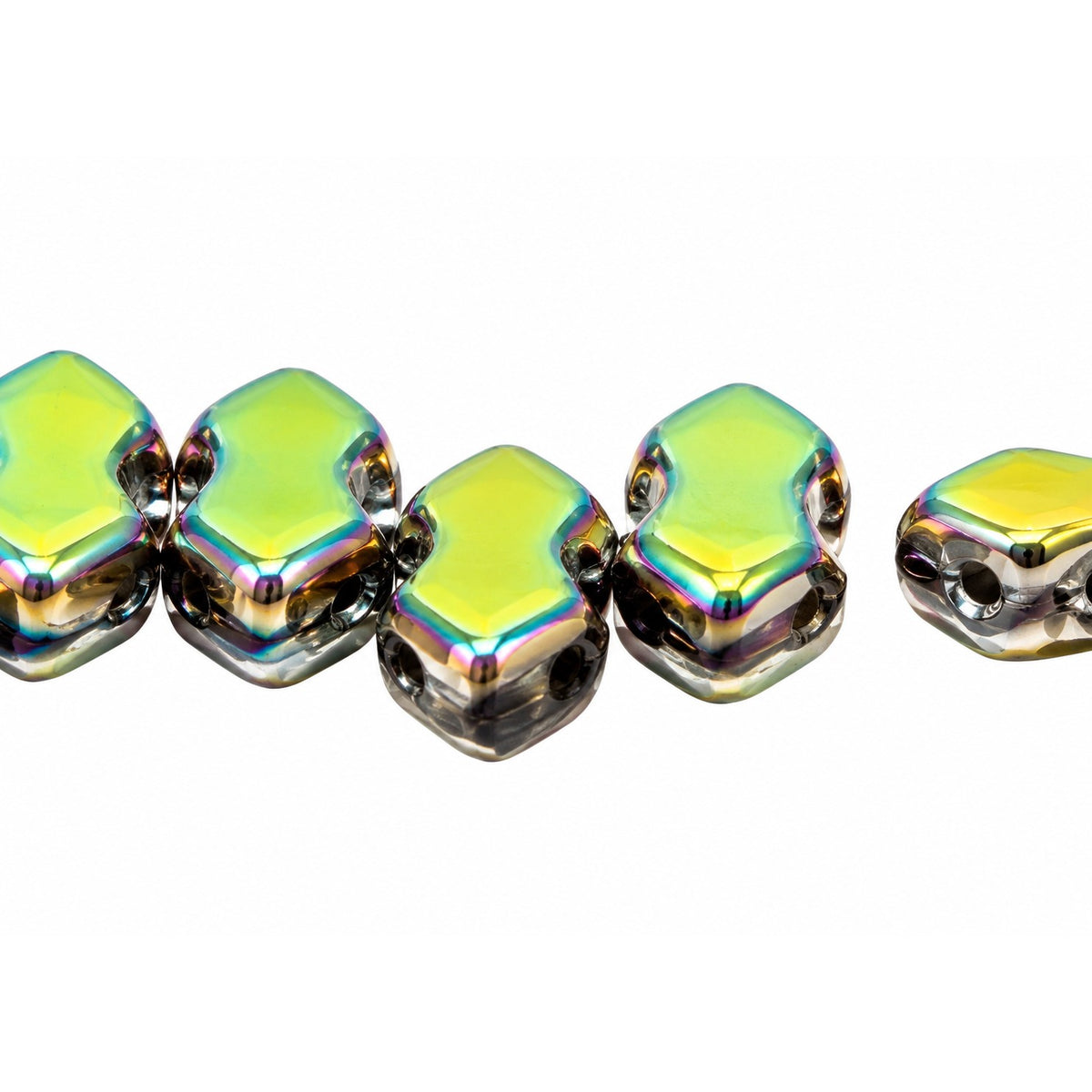 3-Hole Pressed Beads, Black 28103 (23980-28103), Glass, Czech Republic