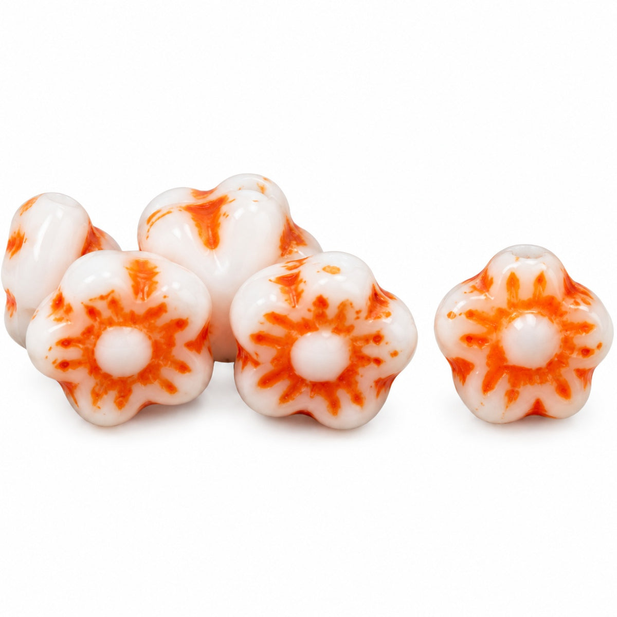 Forget Me Not Beads, White 47589 (02010-47589), Glass, Czech Republic