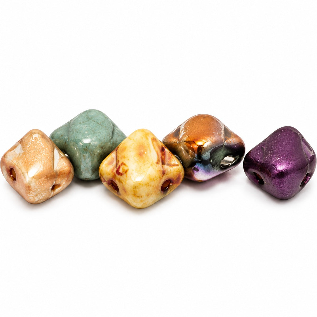 Silky 2-Hole Square Beads, Xxxxx Xxxxx (xxxxx-xxxxx), Glass, Czech Republic
