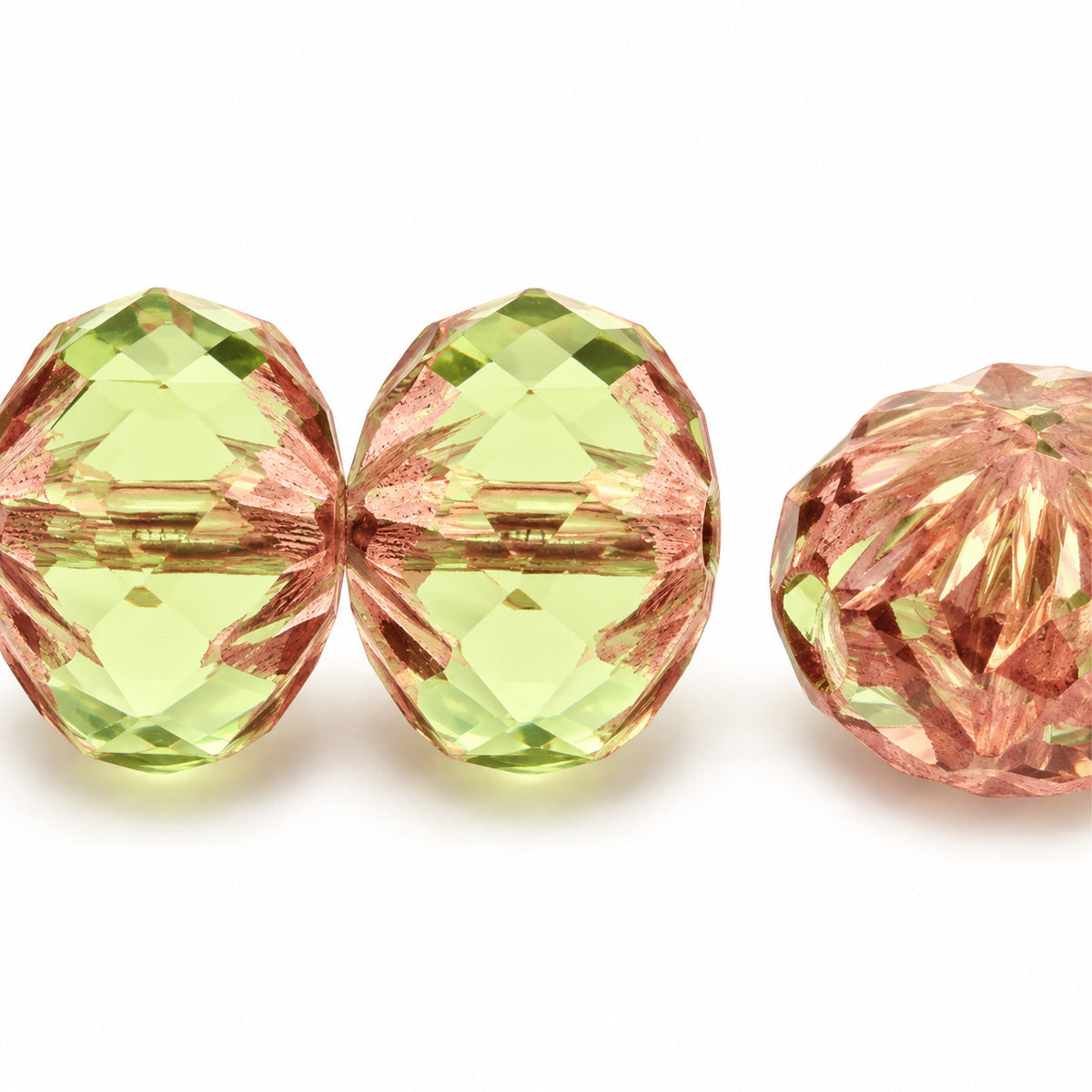 Special Cut Faceted Fire Polished Beads, Transparent Green Purple (50400-15726), Glass, Czech Republic