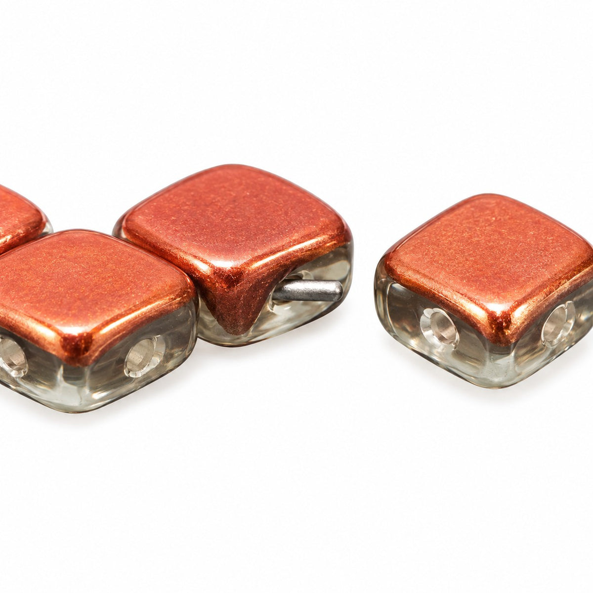 Silkt 2-Hole Beads, White Crystal Pinkyellow Coating (02010-27137), Glass, Czech Republic