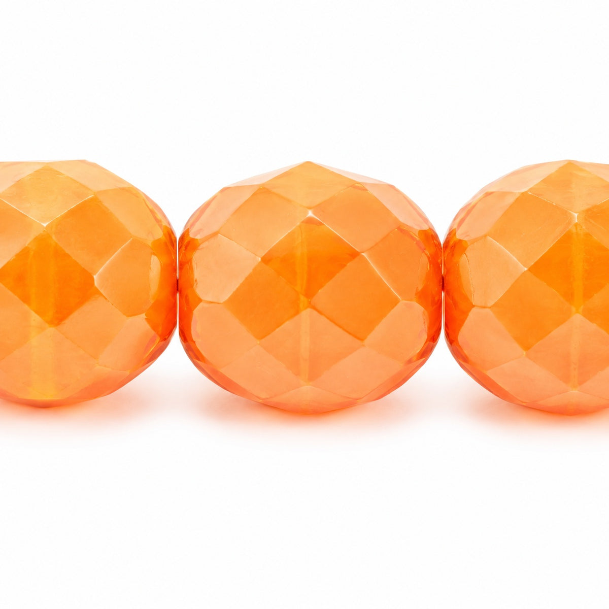 Faceted Round Fire Polished Beads, Orange (81260), Glass, Czech Republic