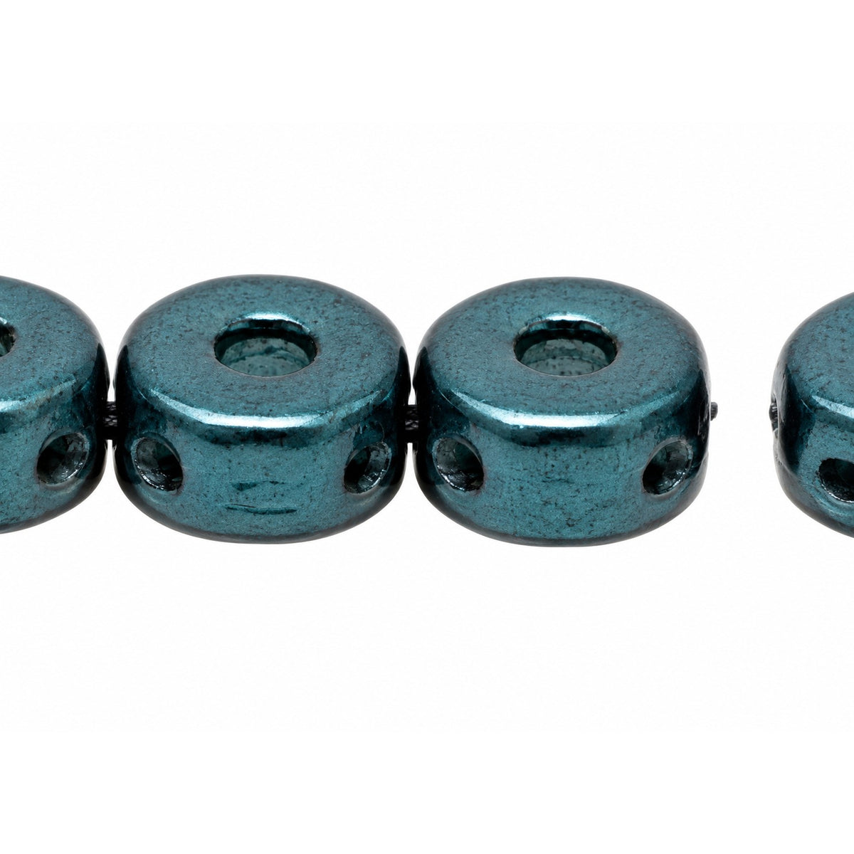 Triple Hole Beads, Crystal, Transparent 111-77-794 8X4Mm 00030, White Petrol (02010-25033), Glass, Czech Republic