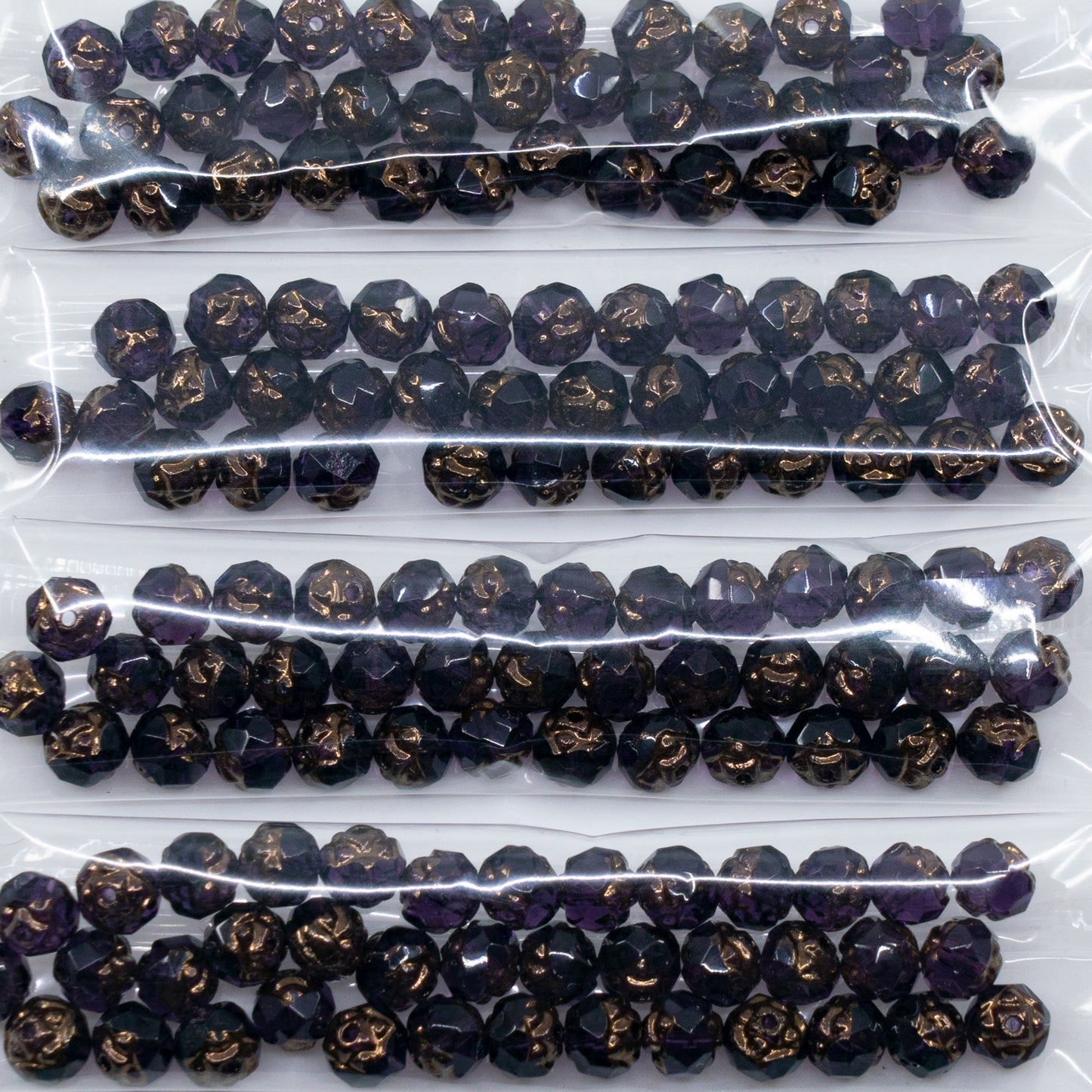 库存清仓 10克刻面火抛珠 特殊切割,6 x 6毫米,20510 青铜色 (20510-14415),玻璃,捷克共和国