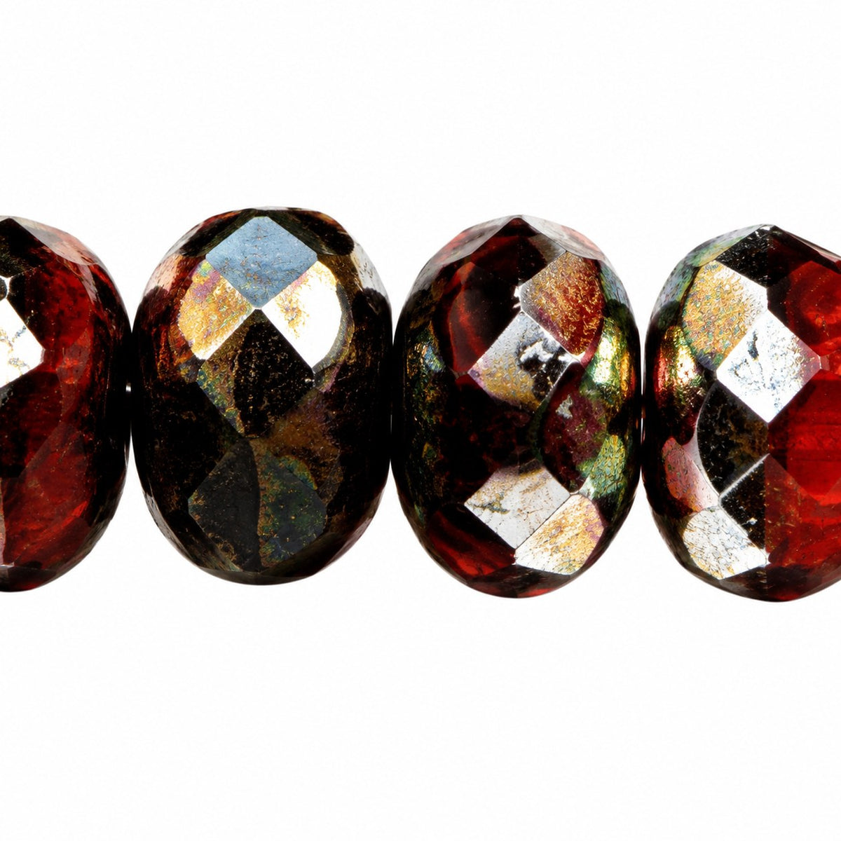 Special Cut Faceted Fire Polished Beads, Gc019 Crystal Vitrail Medium Coating (gc019-28101), Glass, Czech Republic