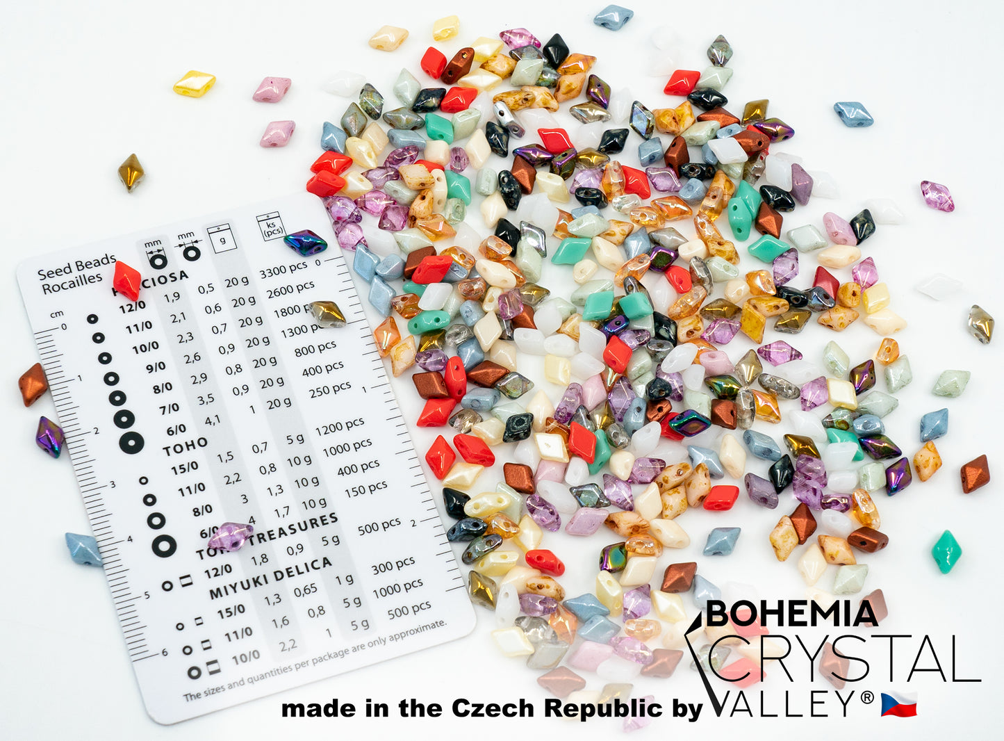 DiamonDuo 2-Hole Rhombus Glass Beads (Like GemDuo), Czech Republic, Mix