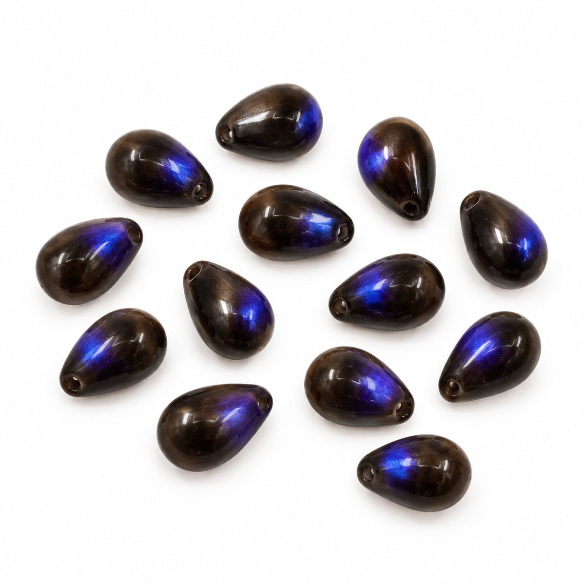 Drop Beads, Black 22201 (23980-22201), Glass, Czech Republic