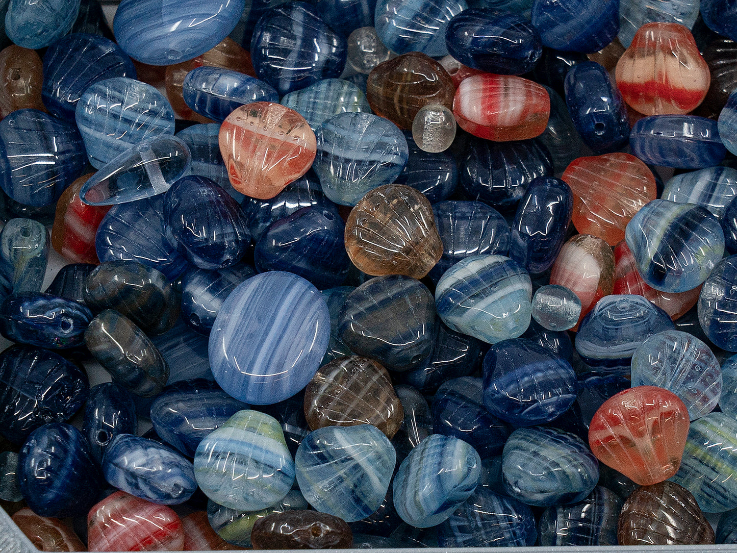 OUTLET Mix Of Unique Czech Bohemia Glass Pressed Beads, mm, Glass, Czech Republic