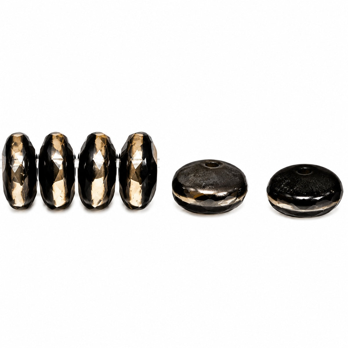 Lentil Round Beads, Black 29131 (23980-29131), Glass, Czech Republic