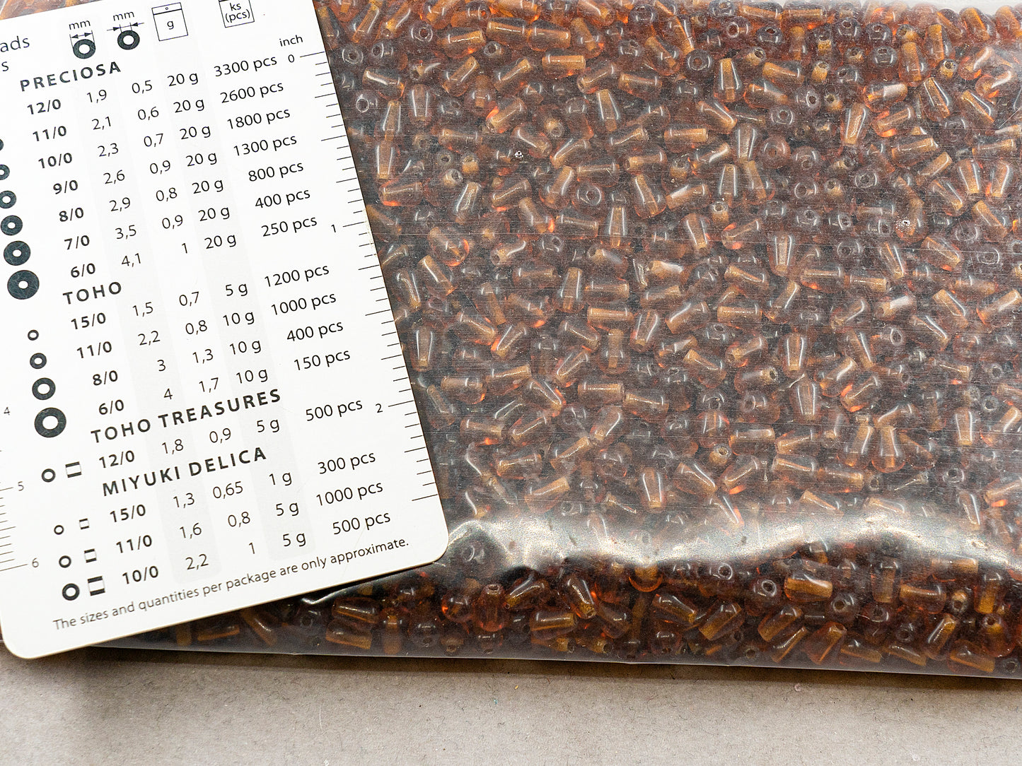 アウトレット 250g ドロップ、- x - mm、透明ブラウン (10090)、ガラス、チェコ共和国