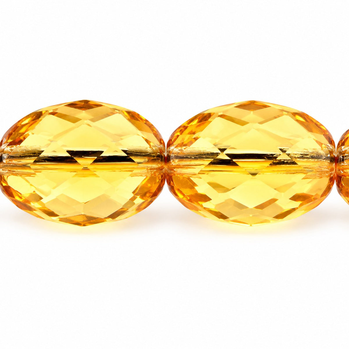 Oval Faceted Beads, Transparent Orange (10030), Glass, Czech Republic