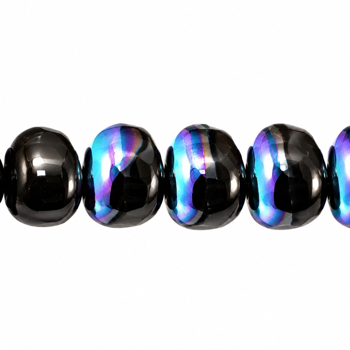 Oval Beads, Black Ab (23980-28701), Glass, Czech Republic