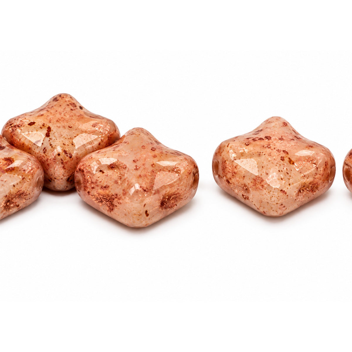 Cross Diagonal Square Beads, X1848 Terracotta Red (x1848-15495), Glass, Czech Republic