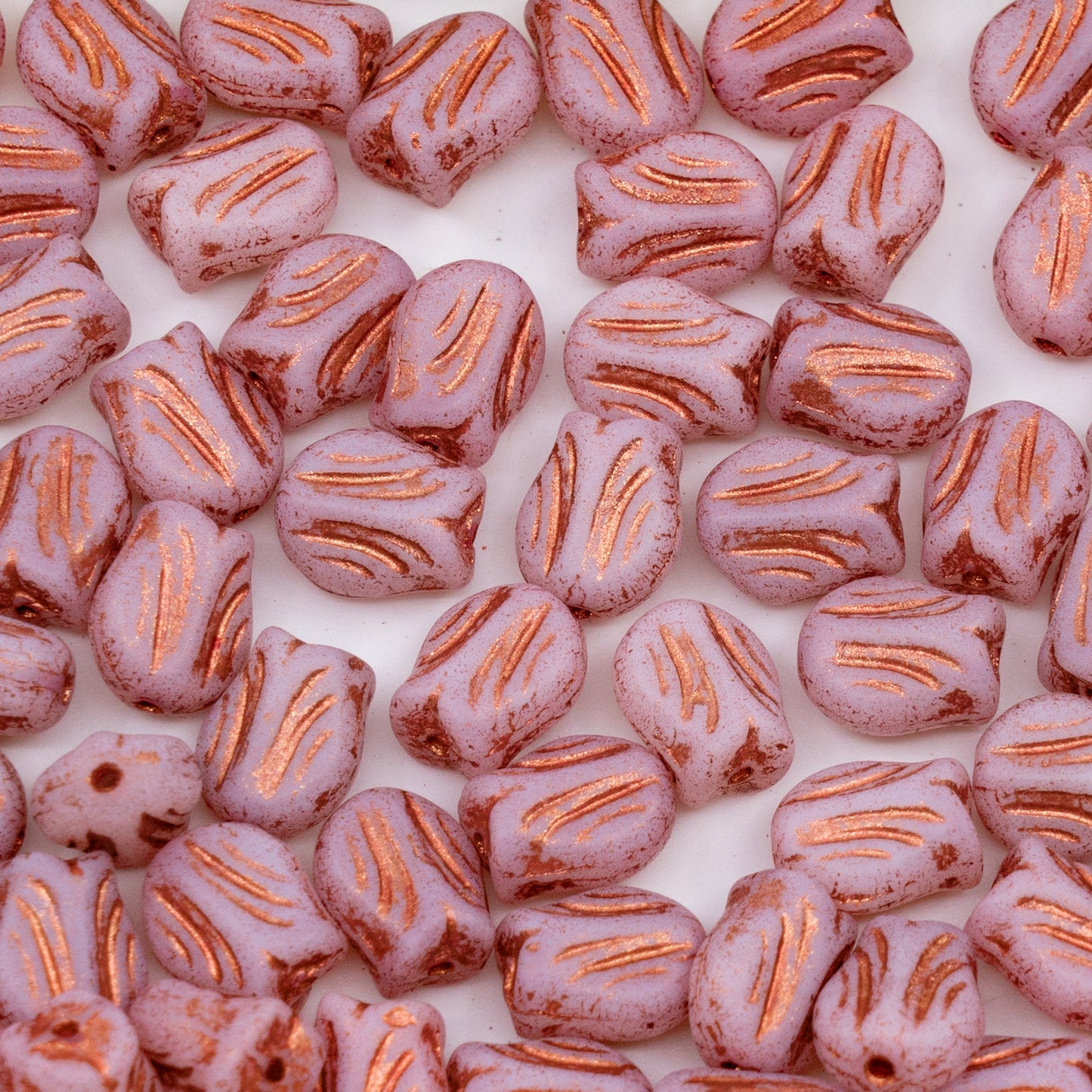 OUTLET 250g/50g Mini Tulip Beads, 9 x 7 mm, White Matte Copper Lined (02010-84100-54307), Glass, Czech Republic