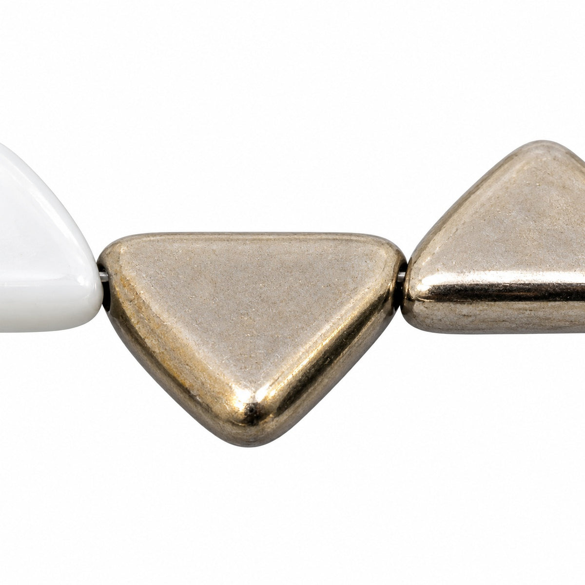 Flat Triangle Pressed Glass Beads, Chalk White 27501 (03000-27501), Glass, Czech Republic