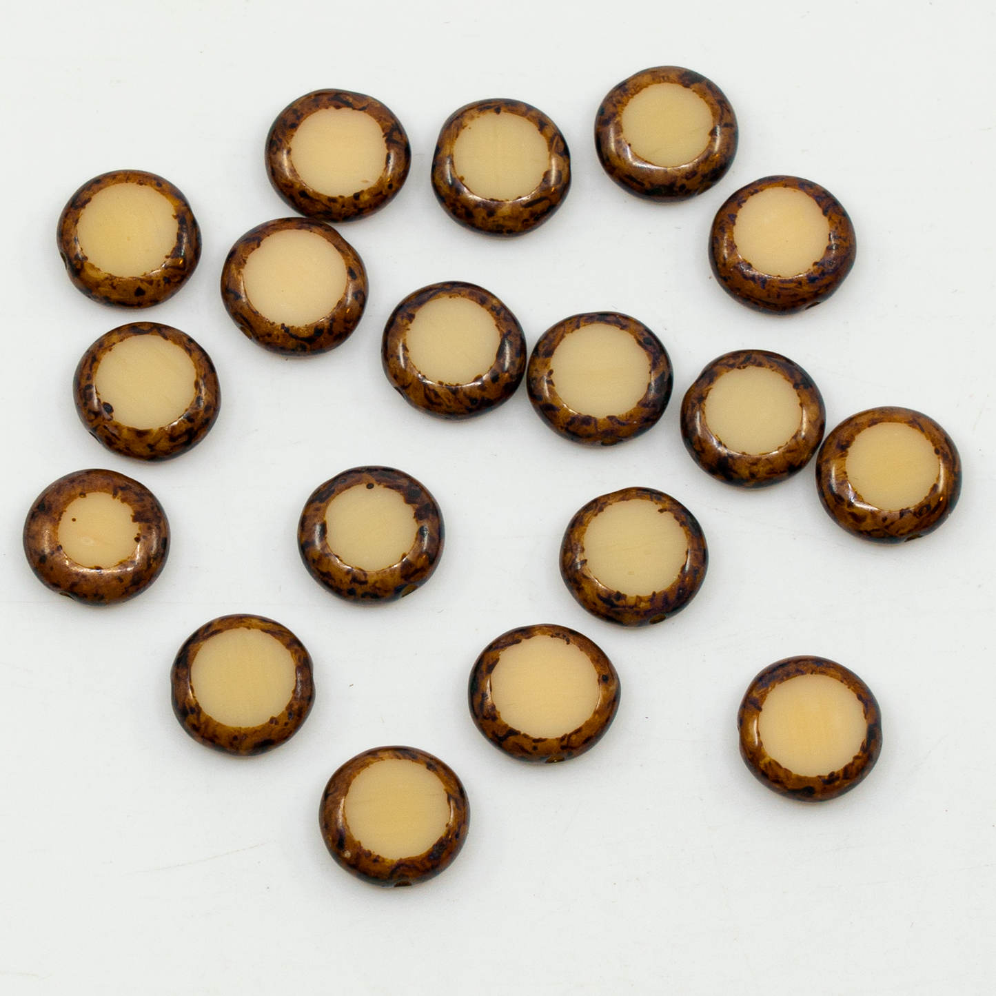 OUTLET 10 grams Table Cut Round Beads, Opaque Beige Travertin (13010-86800), Glass, Czech Republic