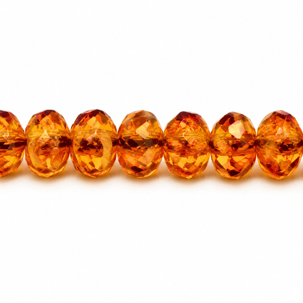 Special Cut Faceted Fire Polished Beads, Mix White Topaz Amber (06108), Glass, Czech Republic