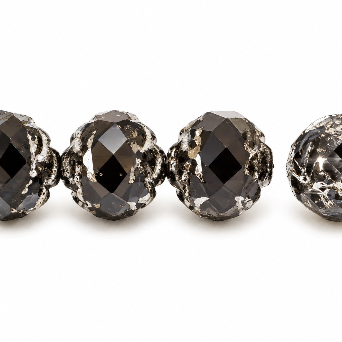 Faceted Fire Polished Beads Special Cut, Black Picasso (23980-43400), Glass, Czech Republic