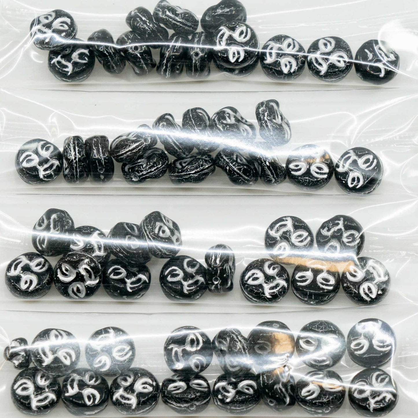 OUTLET 10 克压制珠子月亮脸,8 x 8 毫米,黑色银衬里 (23980-54201),玻璃,捷克共和国