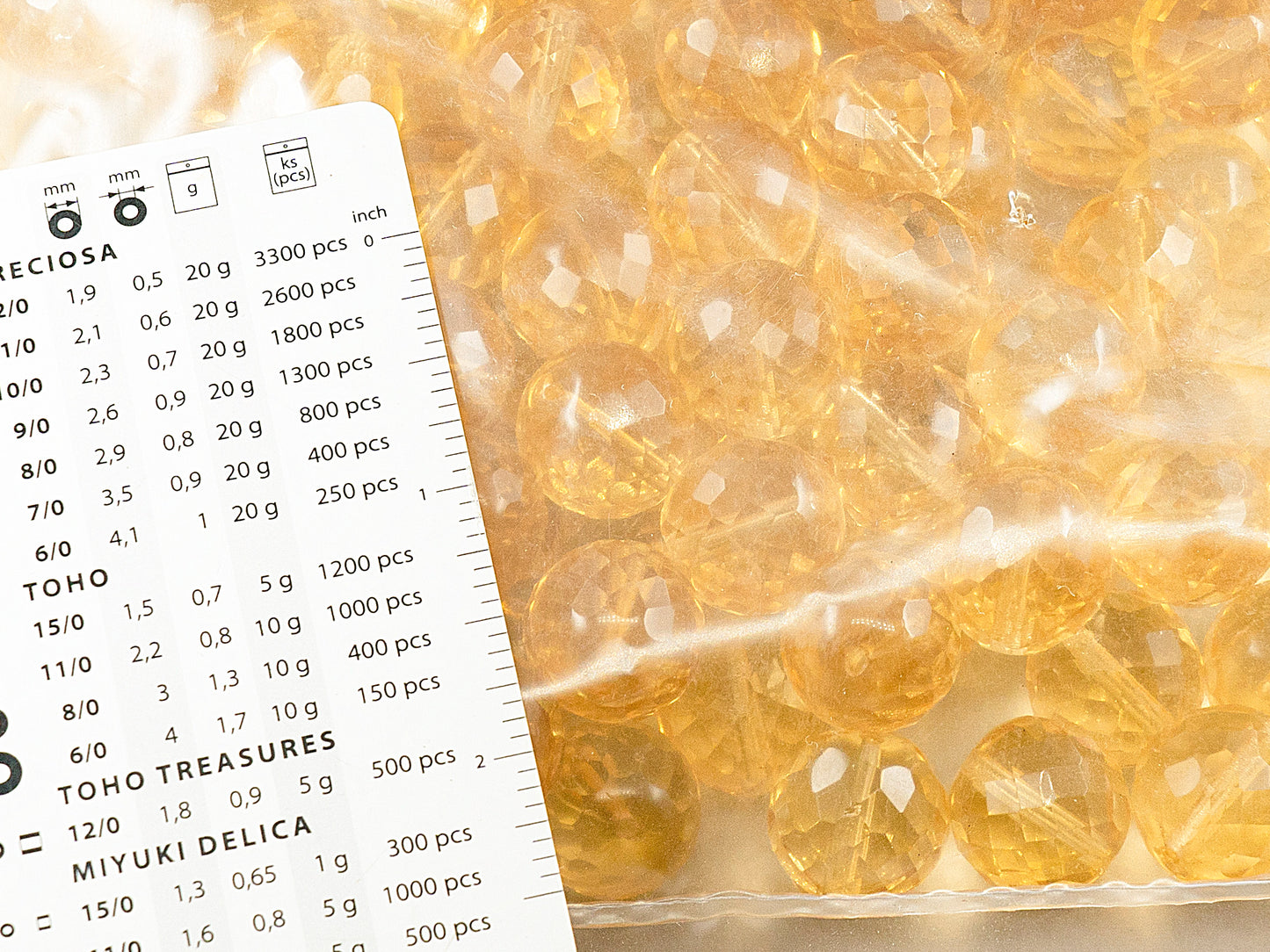 アウトレット 250g ファセット加工 ファイアポリッシュ ラウンドビーズ 16 x 16 mm 透明ライトトパーズイエロー (10020) ガラス チェコ共和国