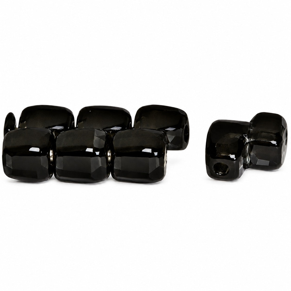 2-Hole Pressed Beads, Black (23980), Glass, Czech Republic