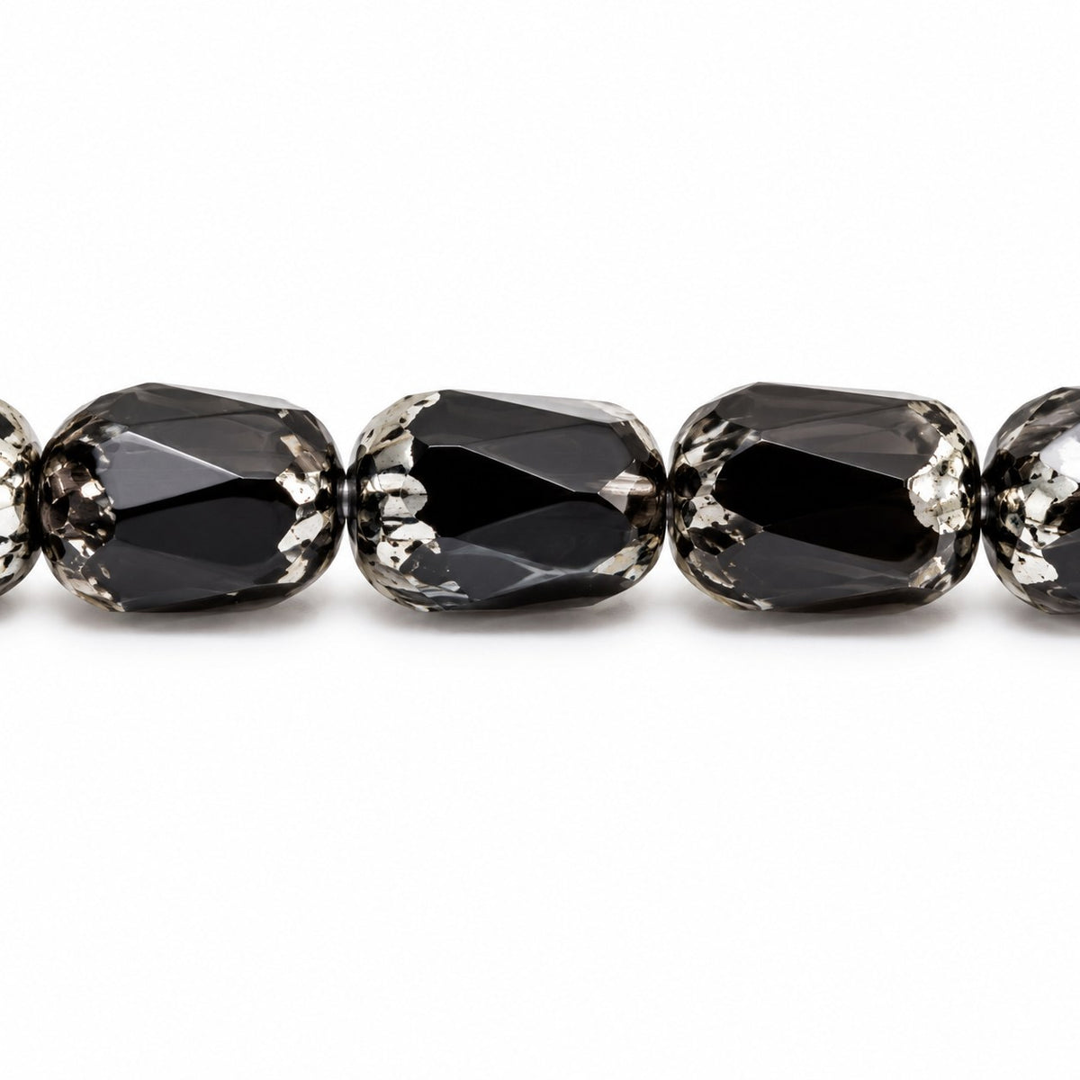 Faceted Fire Polished Beads Special Cut, Black Picasso (23980-43400), Glass, Czech Republic