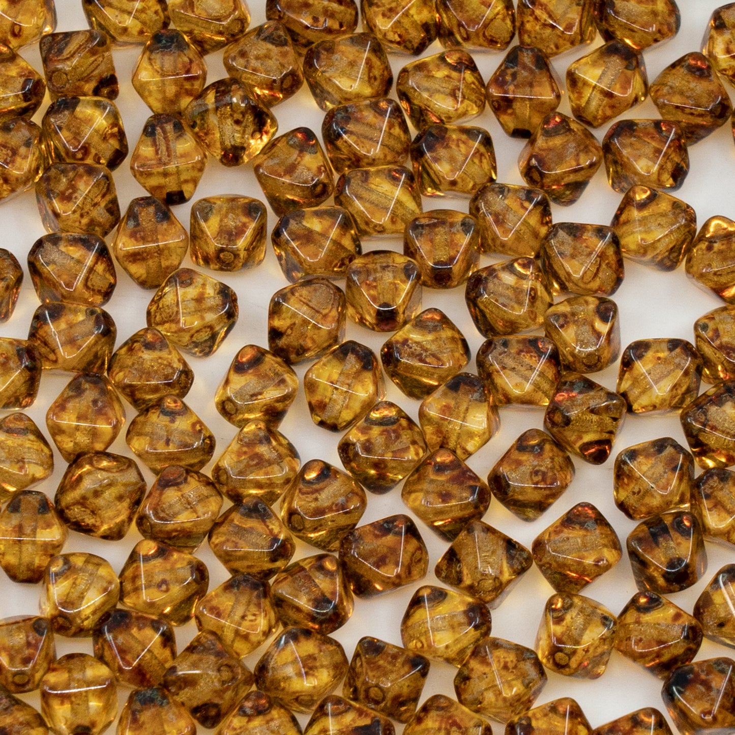 出口 10 克双锥珠,6 x 6 毫米,水晶石灰华 (00030-86800),玻璃,捷克共和国