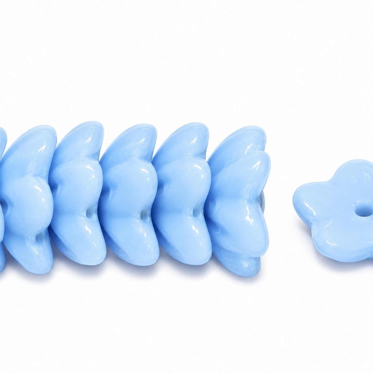 Flower Cup Beads, Opaque Light Blue (33010), Glass, Czech Republic