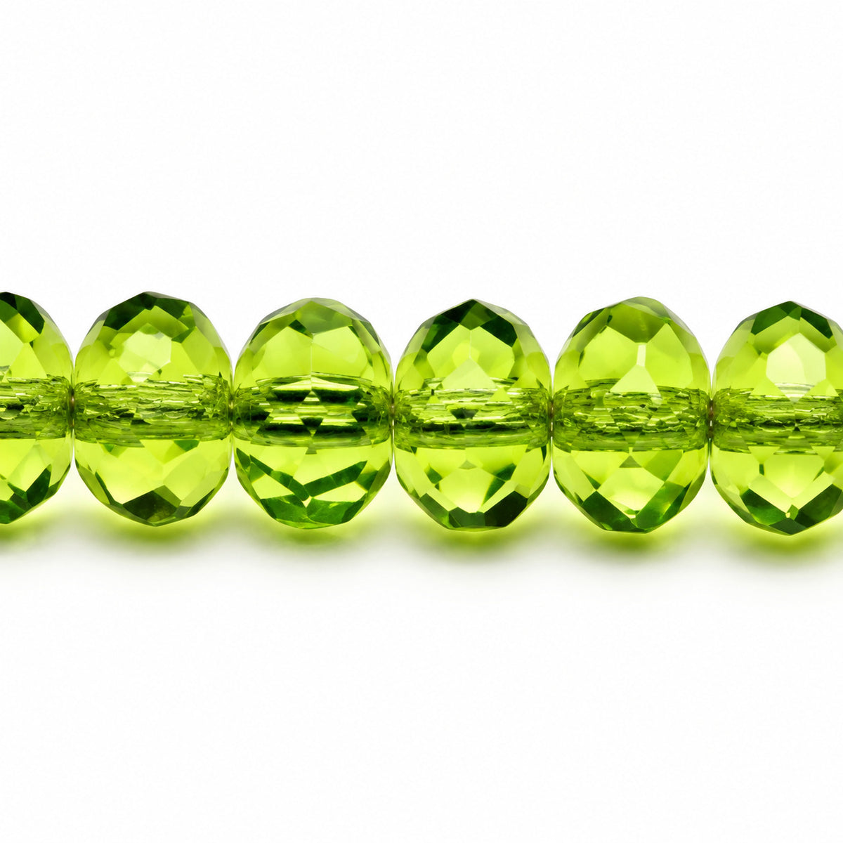Special Cut Faceted Fire Polished Beads, Transparent Green (50200), Glass, Czech Republic