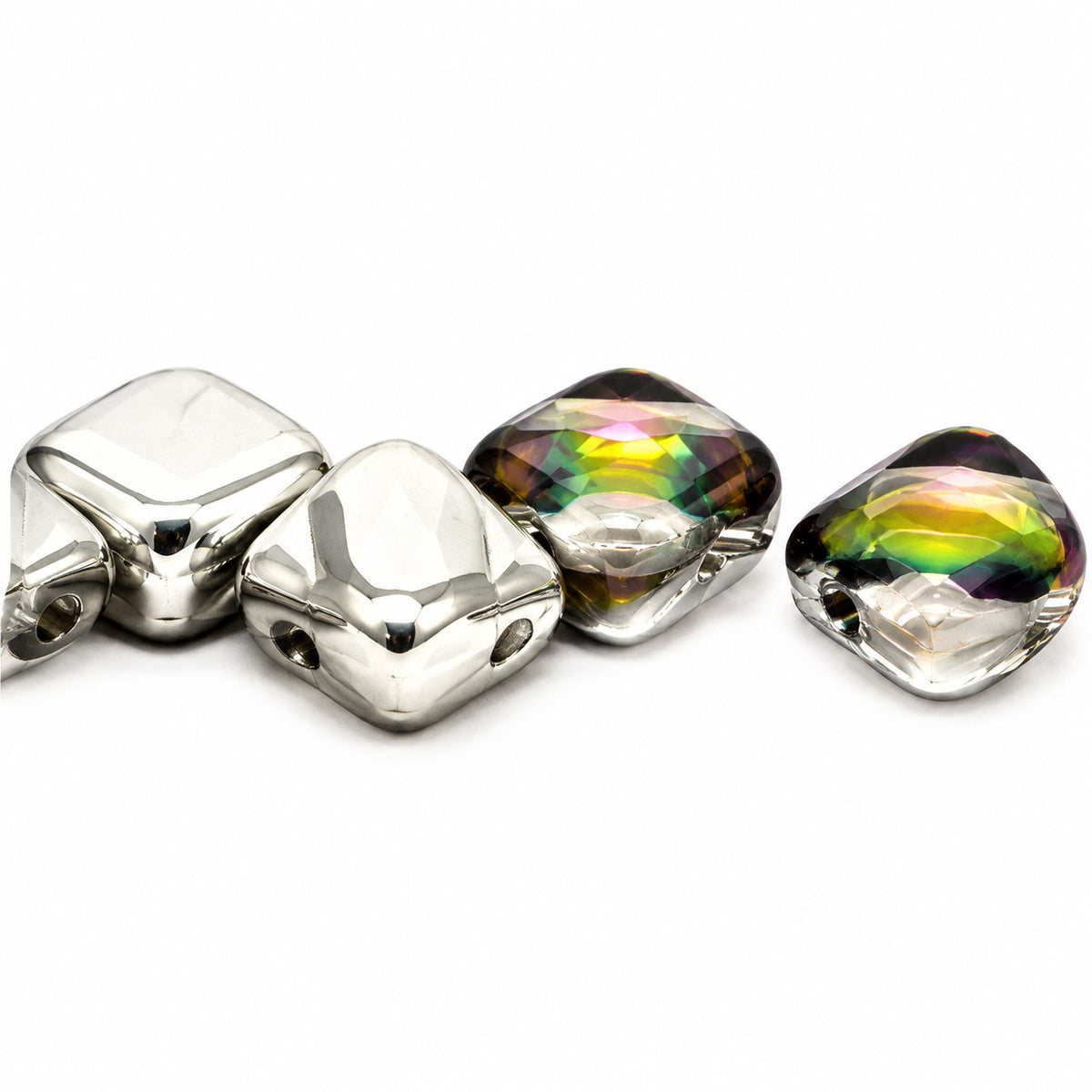 Silky 2-Hole Square Beads, Crystal 28102 (00030-28102), Glass, Czech Republic