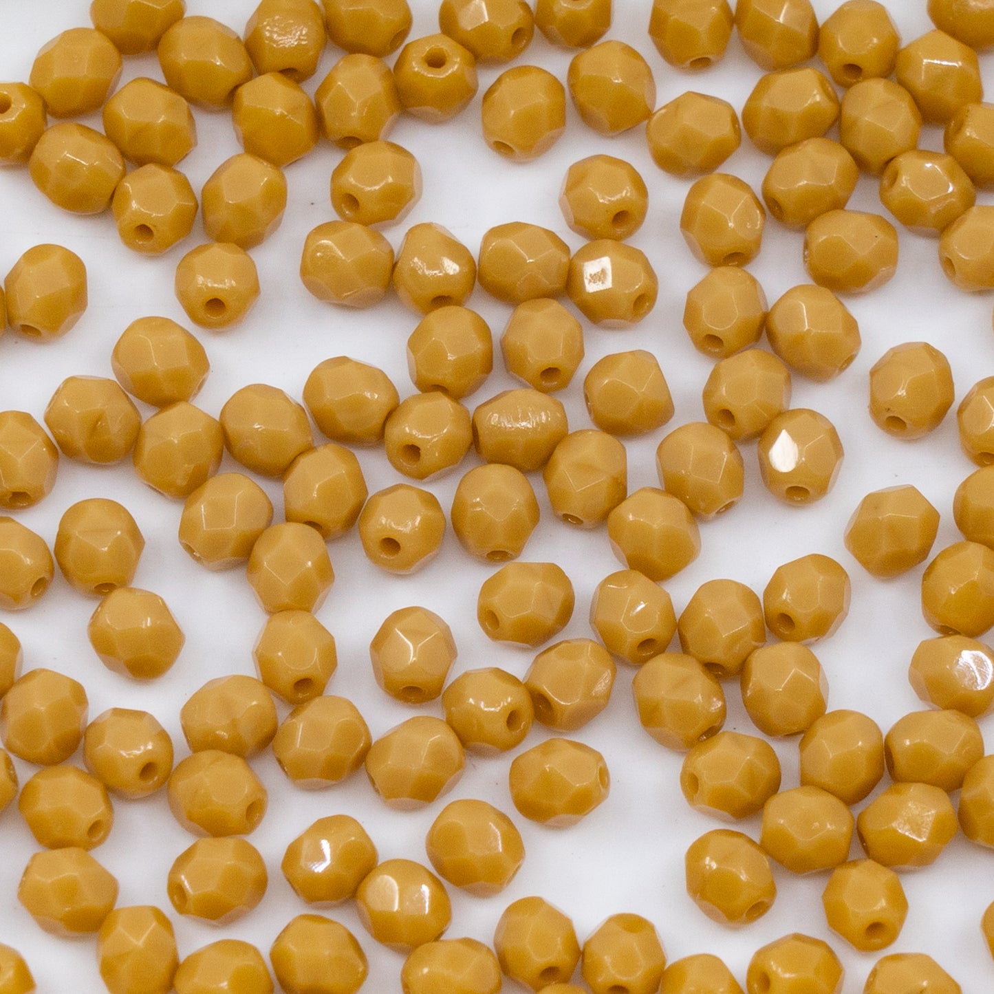 OUTLET 250g/50g Faceted Round Fire Polished Beads, 4 x 4 mm, Opaque Beige (13080), Glass, Czech Republic