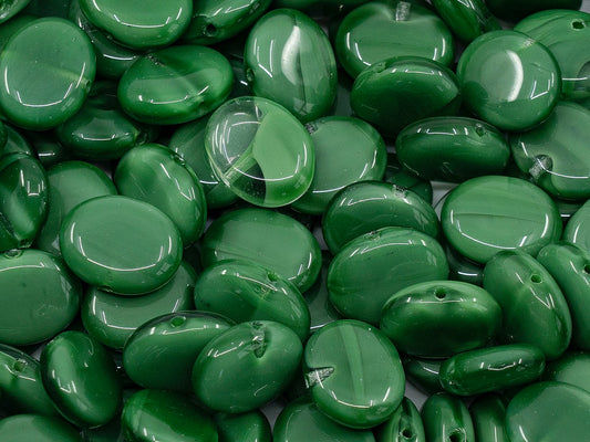 OUTLET 10 grams Oval Beads, 9 x 6 mm, Malachite Green (26507), Glass, Czech Republic