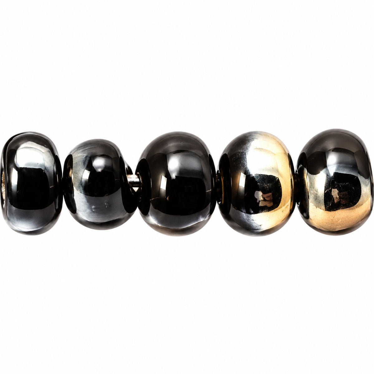 Oval Beads, Black Crystal Bronze Capri (23980-22601), Glass, Czech Republic